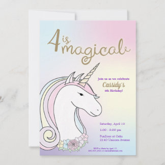 Unicorn Aniversário; Convite de festas de Rapariga