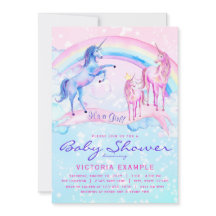 Unicorn Baby Shower Convites Pastel Unicorn