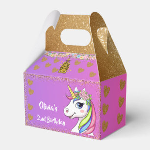Unicorn Birthday Favor Box Caixa de presentes de
