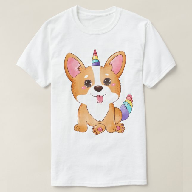 Unicorn Corgi T-Shirt (Frente do Design)