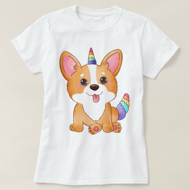 Unicorn Corgi T-Shirt (Frente do Design)