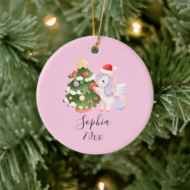 Unicorn deseja - Enfeites de natal personalizado p (Árvore)