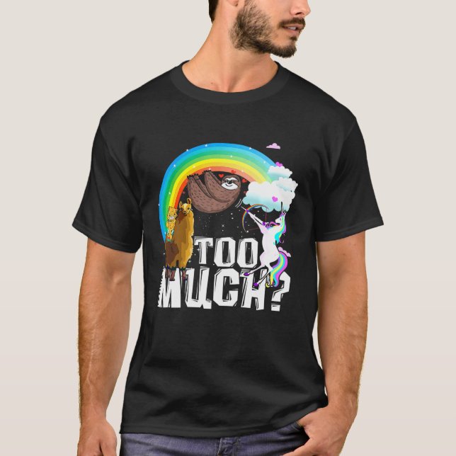 Unicorn Llama Sloth Cat  Muito  Camiseta Premium (Frente)