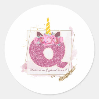 Unicorn Monograma Q Autocolantes Personalizados