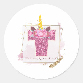 Unicorn Monograma T Autocolantes personalizados