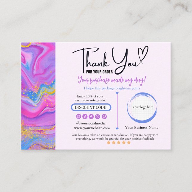 Unicorn Obrigado Cartão de visita Para Negócios De (Frente)