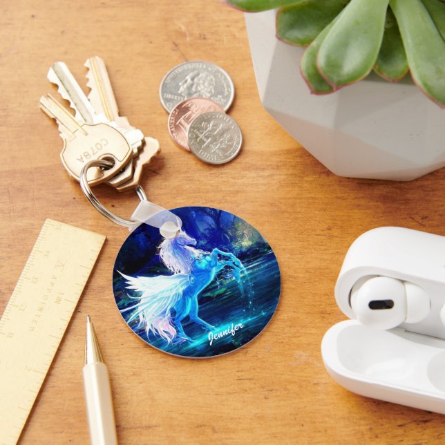 Unicorn Pegasus Chaveiro Adicionar seu NOME (Mesa)