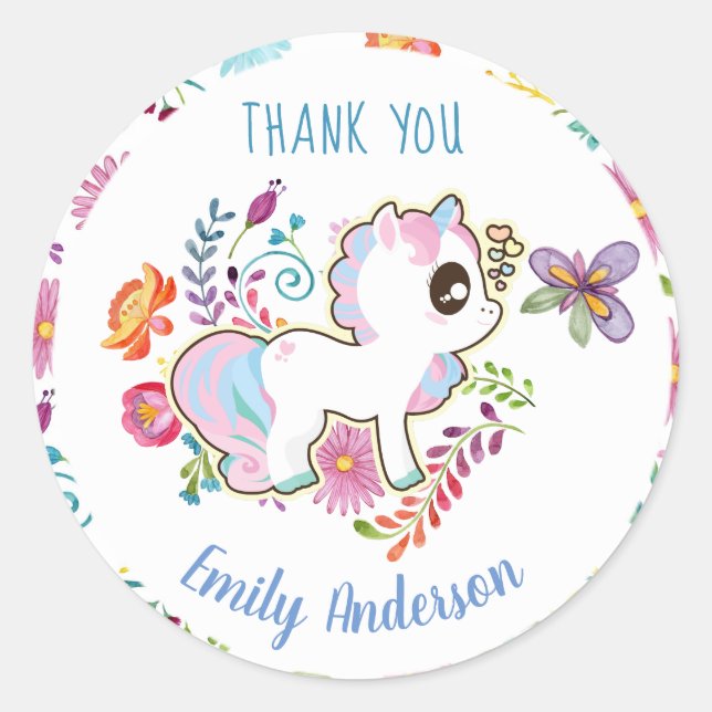 Unicorn Playground - Adesivos para Chá de fraldas (Frente)
