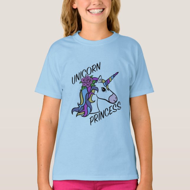 Unicorn Princess Design - Camiseta Básica Para Rap (Frente)
