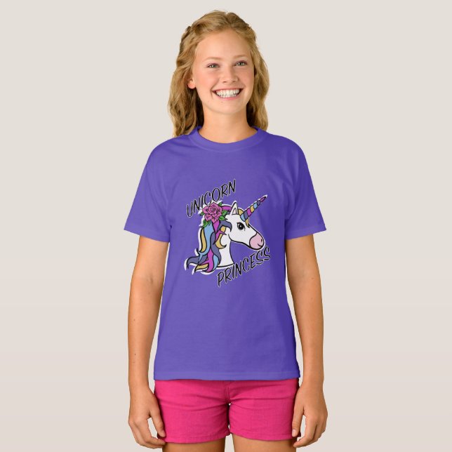 Unicorn Princess Design - Camiseta Básica Para Rap (Frente Completa)