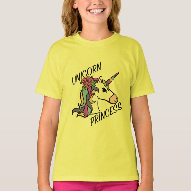 Unicorn Princess Design - Camiseta Básica Para Rap (Frente)