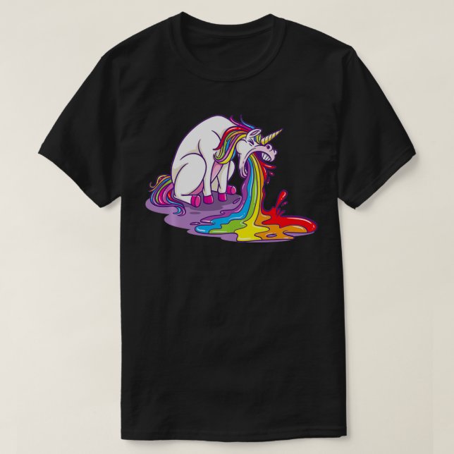Unicorn Puking Rainbow Pullover (Frente do Design)