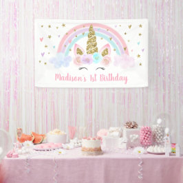 Unicorn Rainbow Pink Dourado Birday