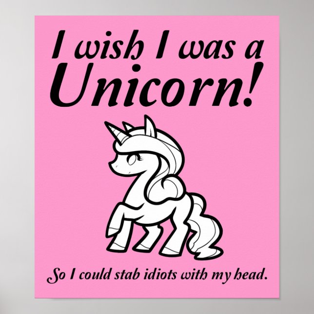 Unicorn Sinal de Poster Funny (Frente)