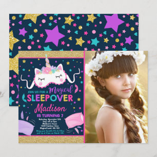 Unicorn Sleepover Convite de festas Slumber Party