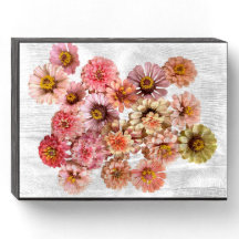 Unicorn Zinnias - Sinal de caixa de madeira