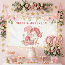 Unicórnio 1º Aniversário Menina Rosa