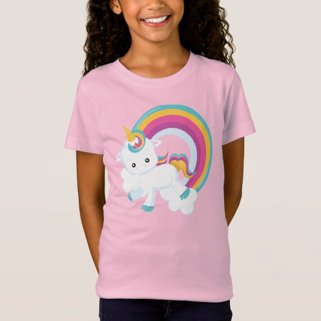 Unicórnio com Camiseta Rainbow Girl (Frente)