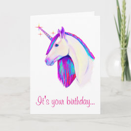 Unicórnio com Cartão de Aniversário de Cores