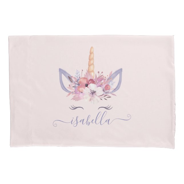 Unicórnio, cor d'água floral, cor rosa, giro moder (Frente)