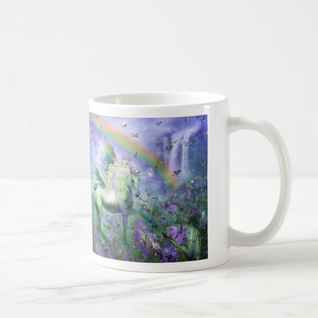 Unicórnio da caneca da arte das borboletas (Direita)