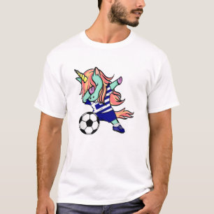 Unicórnio Dabbing Camisa da Seleção Grega de Futeb