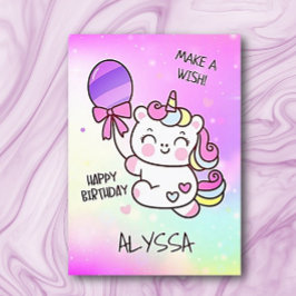 Unicórnio de aniversário! Cartão de aniversário da