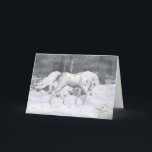 Unicórnio do inverno. cartão de Natal da fantasia<br><div class="desc">Um unicórnio branco impressionante,  o unicórnio bonito está andando através de uma floresta coberto de neve. um cartão perfeito para todas as ocasiões. esp. Natal</div>