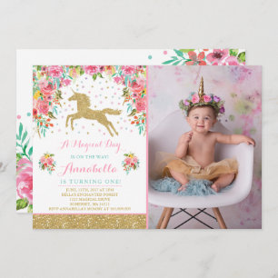 Unicórnio do ouro do rosa do convite do