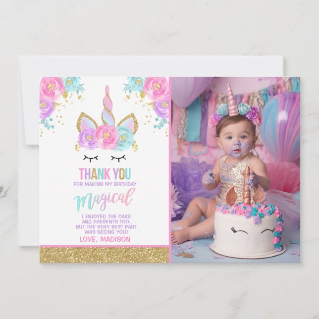 Unicórnio do ouro do rosa dos cartões de (Frente)