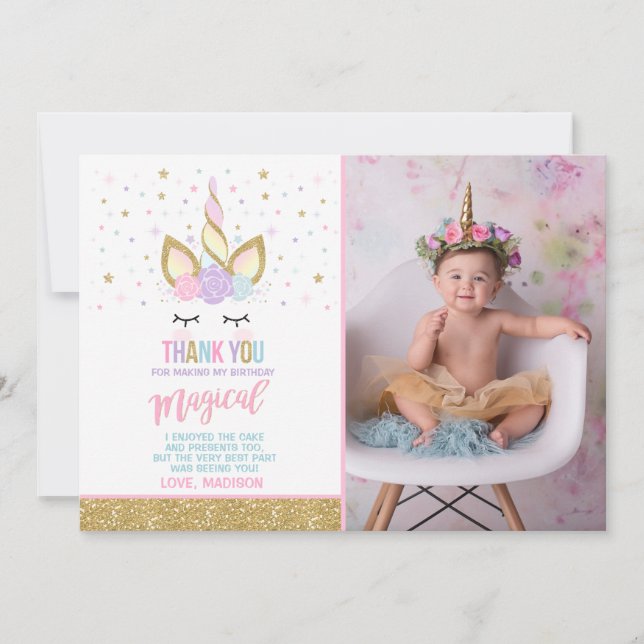 Unicórnio do ouro do rosa dos cartões de (Frente)