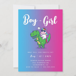 Unicórnio e Gênero do Dinossauro Convite 3