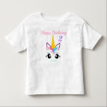 Unicórnio Girls Birthday T-shirt Personalize NAME<br><div class="desc">A camiseta do Unicorn Girls Personalize com seu NOME na frente e atrás</div>