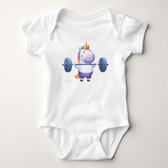 Unicórnio Levantando Peso – Camiseta Divertida de  (Frente)