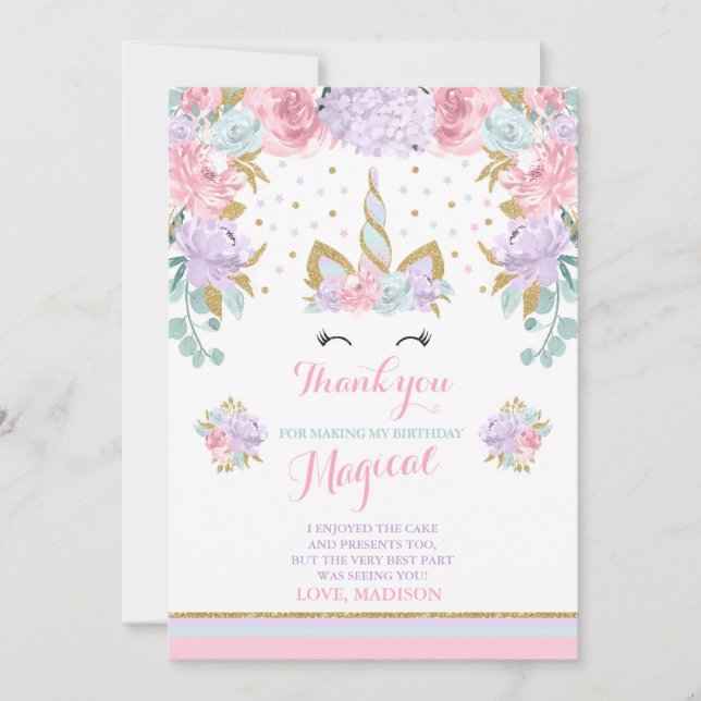 Unicórnio mágico Dourado do rosa dos cartões de (Frente)