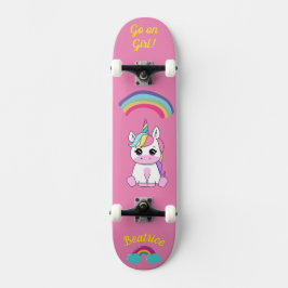 Unicórnio no skate com legendas personalizadas