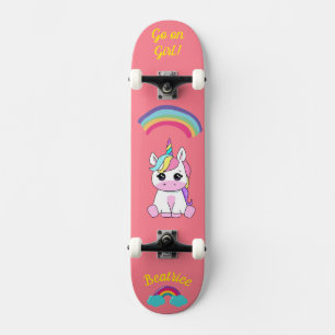 Unicórnio no skate com legendas personalizadas