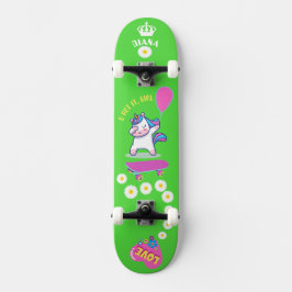 Unicórnio no skate com legendas personalizadas