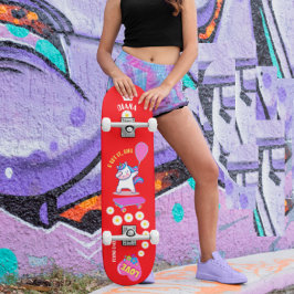 Unicórnio no skate com legendas personalizadas