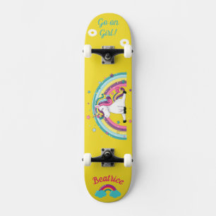 Unicórnio no skate com legendas personalizadas