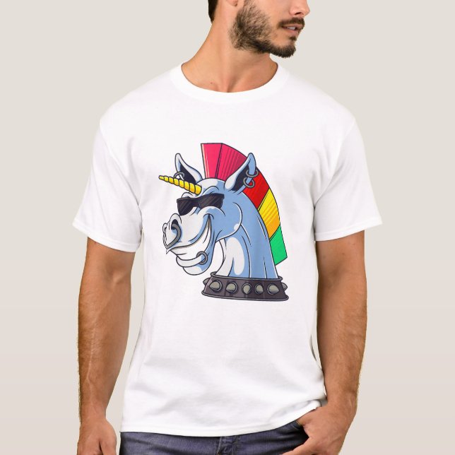 Unicórnio Punk Divertido Irônico Camisa Cool Unicó (Frente)