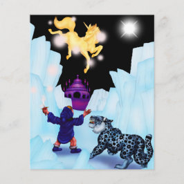 Unicórnio, rapaz divino da liberdade, neve, leopar