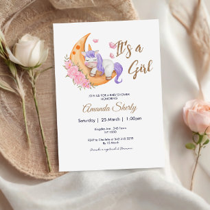 Unicórnio Roxo no Convite à Chá de fraldas da Lua