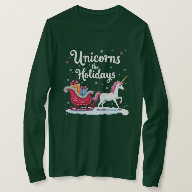 Unicórnios adormecem a camisa de férias (Frente do Design)