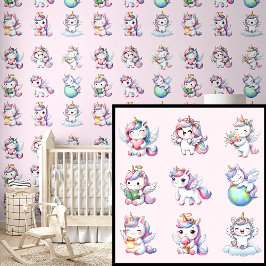 Unicórnios bonitos a rosa