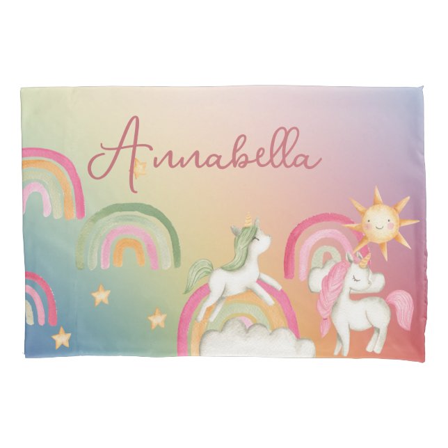 Unicórnios bonitos em arco-íris (Frente)