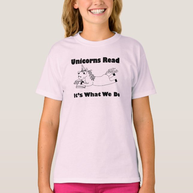 Unicórnios Lidos...- Camiseta para jovens - BL (Frente)