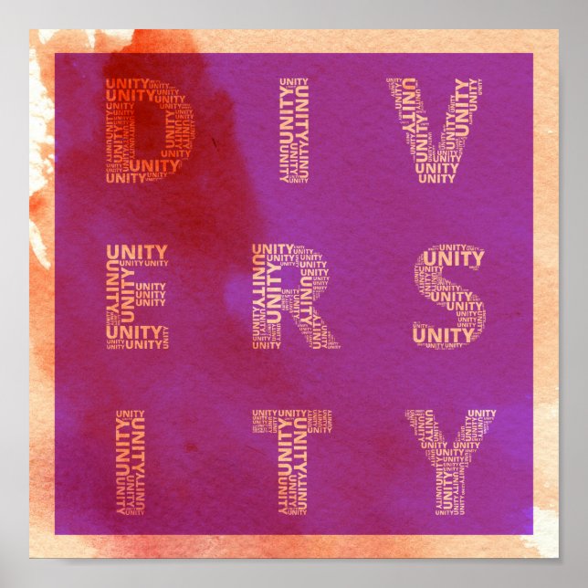Unidade na Diversidade poster de aquarela (Frente)