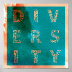 Unidade na Diversidade poster de aquarela