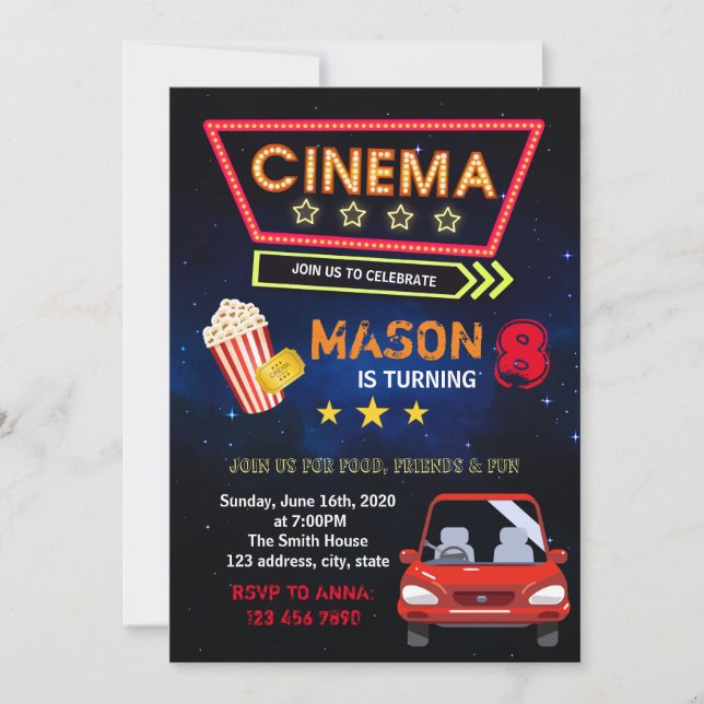 Unidade no convite de festas de filmes (Frente)